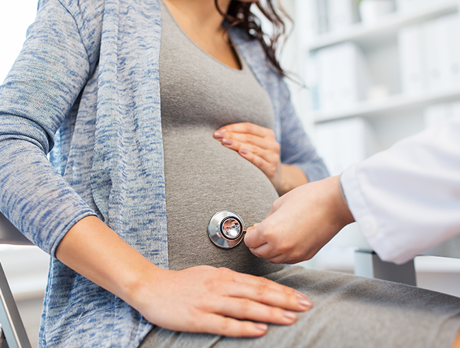 Pregnant woman receiving care